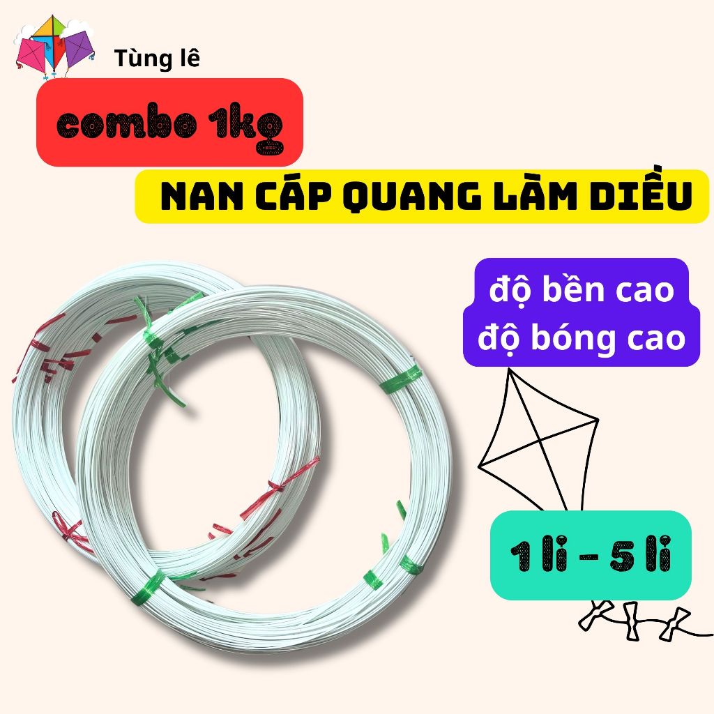 Cuộn 1Kg Nan Cáp Quang, Cáp Quang Là Diều Hàng Đẹp Đủ Size Từ 1 Li Đến 4 Li
