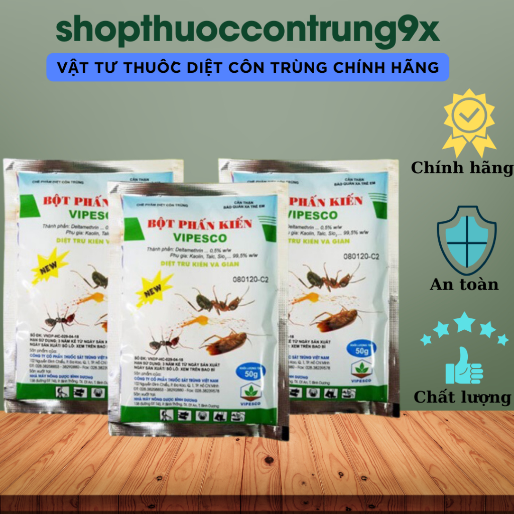Phấn kiến bột (Gói 50g) - Bột phấn kiến vipesco diệt côn trùng