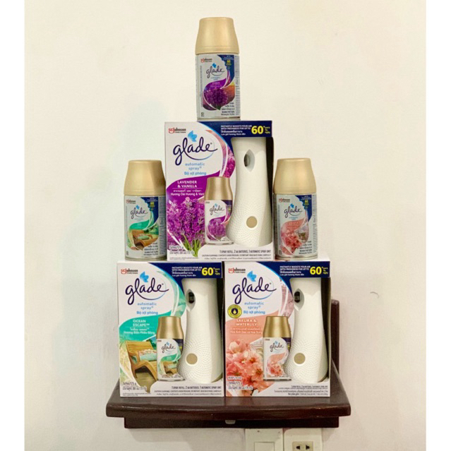 Bộ Máy Xịt Thơm Phòng Tự Động Glade, khử mùi tolet phòng ngủ khách sạn.