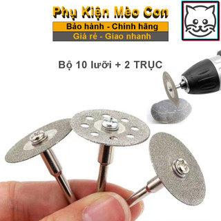  Lưỡi cắt mini phủ kim cương cao câp bộ 10 lưỡi đường kính 35mm + 2 Trục giữ lưỡi 