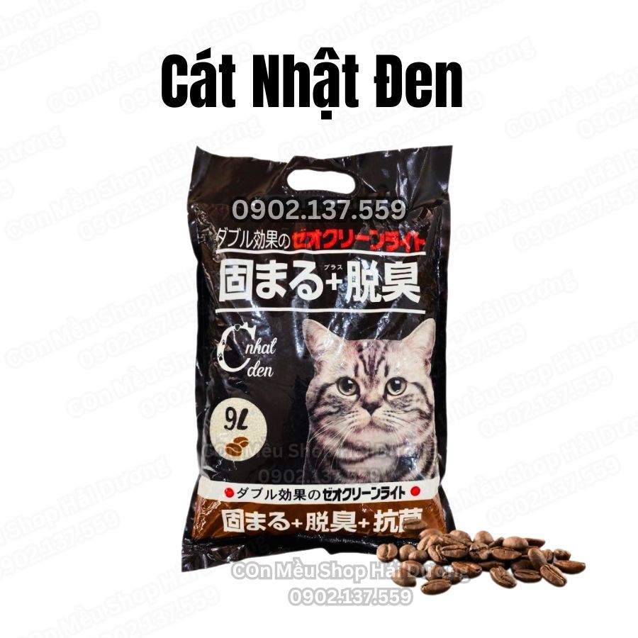 Cát Nhật Đen 9L siêu vón giá rẻ nhiều mùi hương, cát vệ sinh mèo đất sét cà phê, táo chanh 4kg