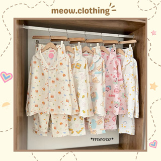 Đồ Mặc Nhà, Bộ Ngủ Nữ, Pijama Tay Dài Chất Liệu Đũi Xốp Hàn Freesize