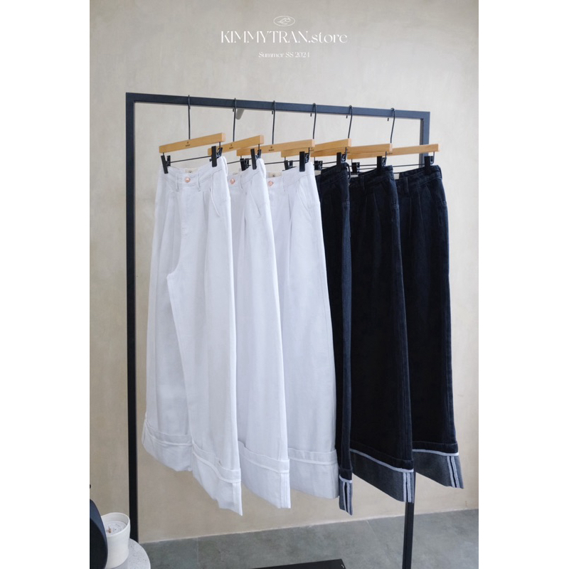 [ĐEN & TRẮNG] QUẦN JEAN LẬT LAI ỐNG SUÔNG BASIC