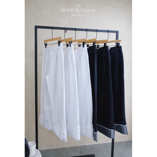 Quần jean lật lai ống suông basic