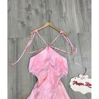 maxi yếm tơ bèo rớt vai đá