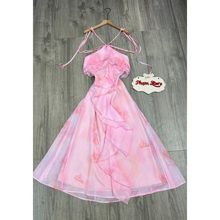 maxi yếm tơ bèo rớt vai đá