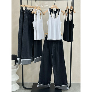 [ĐEN & TRẮNG] QUẦN JEAN LẬT LAI ỐNG SUÔNG BASIC