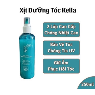 Xịt dưỡng tóc chống nhiệt kella 250ml. xịt 2 lớp kella xanh