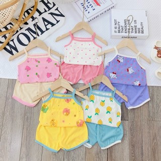 BK022 Bộ hai dây hè tăm lạnh Minky Mom bé gái