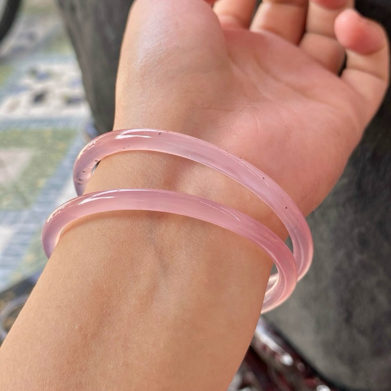 Vòng đôi bản đũa Chalcedony hồng, xanh Ngọc, xanh lam, vàng cam, trắng cam siêu xinh size từ 54 đến 58mm