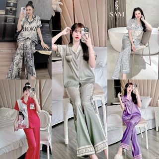 Đồ bộ nữ Mặc Nhà pijama Tay Ngắn Quần Dài, Lụa Xước ánh Kim Mềm - Chun’s Sleepwear