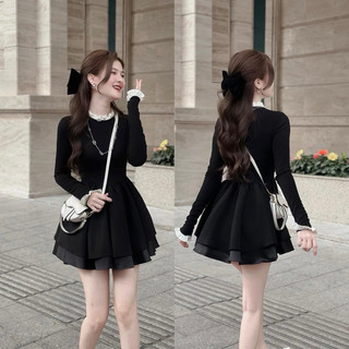 Đầm thun gân phối Kate dày nhiều lớp siêu xinh