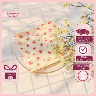 Lót ly vải TIEMMAYKEOKEO, đế cốc họa tiết caro kích thước 11x11cm LL01