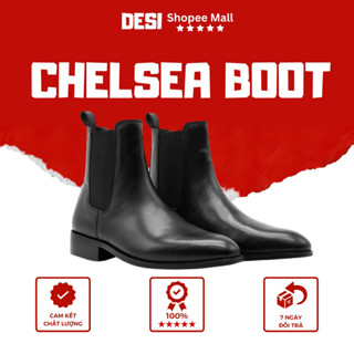 Giày Da Nam Chelsea Boot Cổ Cao TRENDLUXE Bốt Nam Màu Đen
