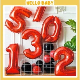 Bóng số tuổi màu đỏ 40cm - 80cm trang trí sinh nhật cho bé - chụp kỉ yếu - đám cưới