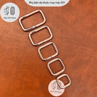 Khoen Vuông Khoen Chữ Nhật Hợp Kim Mạ Bạc Sáng Dày 4.7mm Nhiều Size Phụ Kiện Làm Túi Xách Da Handmade DIY