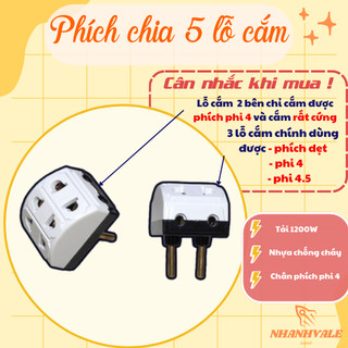Phích cắm chia 5 lỗ tiện lợi