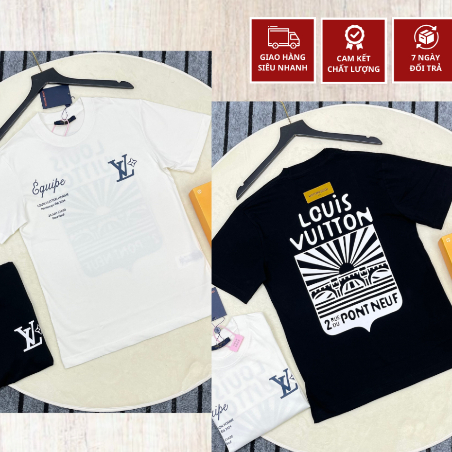 Áo Thun LV Mặt Trời Nam Nữ Unisex Chất Liệu Cotton, Áo Phông Form Rộng Hot Trend 2024
