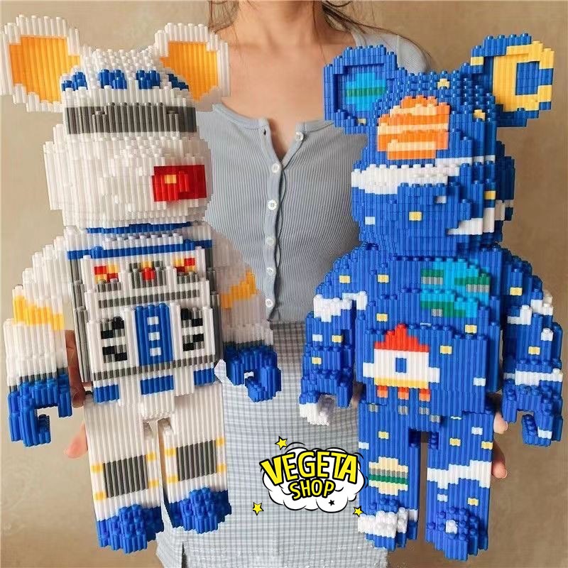 Mô hình Lego lắp ráp gấu Bearbrick cỡ lớn 30-36cm Bear Brick xếp hình lắp ghép 3D cosplay các nhân vật nghệ thuật