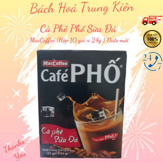 Cà Phê Phố Sữa Đá - MacCoffee (Hộp 10 gói x 24g ) Date mới