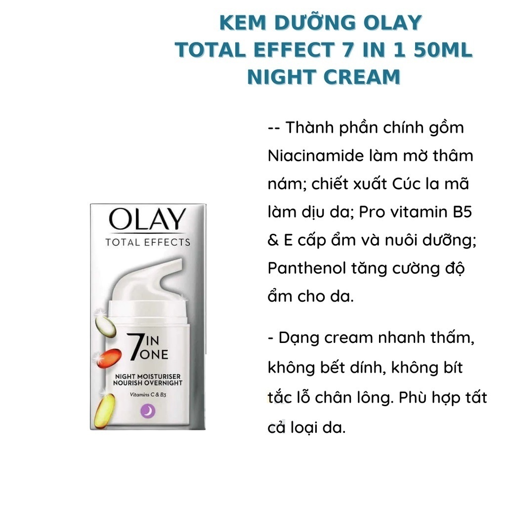 Kem dưỡng Olay Total Effects 7 In 1 Anti Ageing Moisturiser 50ml (bản UK mẫu mới) | BigBuy360 - bigbuy360.vn