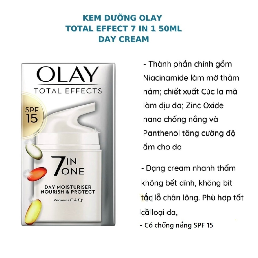 Kem dưỡng Olay Total Effects 7 In 1 Anti Ageing Moisturiser 50ml (bản UK mẫu mới) | BigBuy360 - bigbuy360.vn