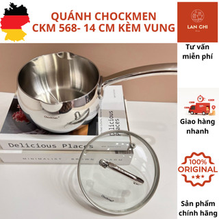 Quánh inox CHOCKMEN 14cm kèm vung, quánh inox 14 cm, quánh bếp từ, quánh kèm vung, quánh nấu bột