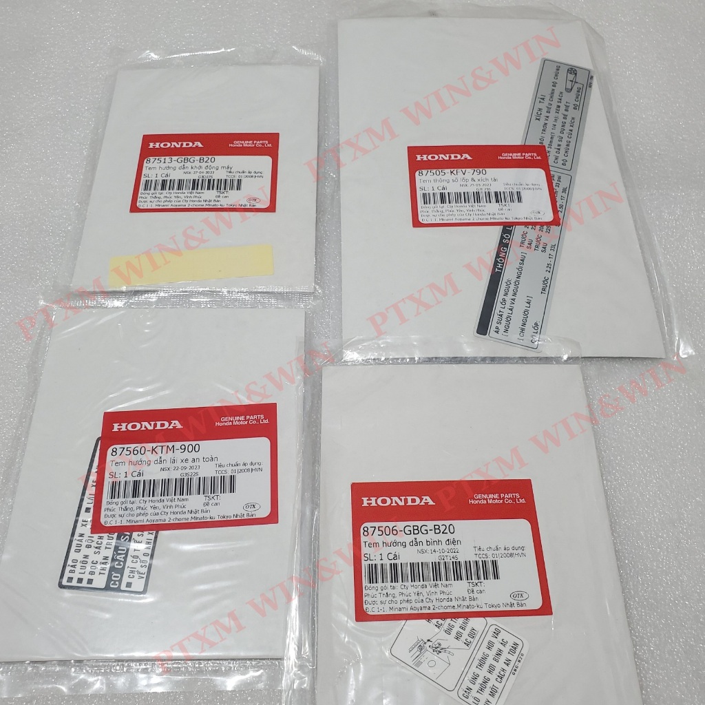 Bộ tem thông số Super Dream ( 4 tem )  - 87560-KTM-900/ 87505-KFV-790/ 87506-GBG-B20/ 87513-GBG-B20