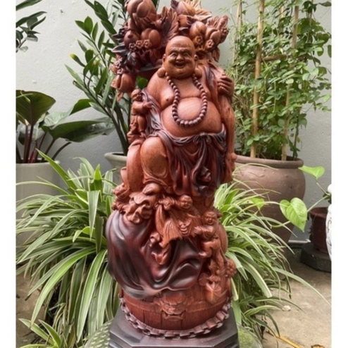 Tượng Phật di lặc ngũ phúc bằng gỗ cao 40 cm