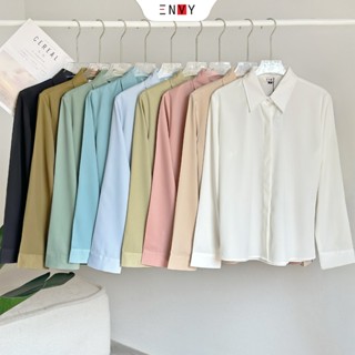 Áo sơ mi nữ công sở ENVY S223 khuy giấu nút