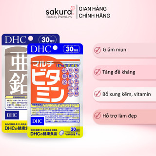 Combo giảm mụn, tăng đề kháng (DHC Kẽm + DHC Multi VItamins) - Sakura Beauty Premium