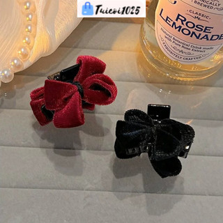 Kẹp Tóc Nơ Vải Nhung Mềm Mại Phong Cách Vintage Tiểu Thư Dành Cho Nữ, Kẹp Nơ Mái Phong Cách Hàn Quốc