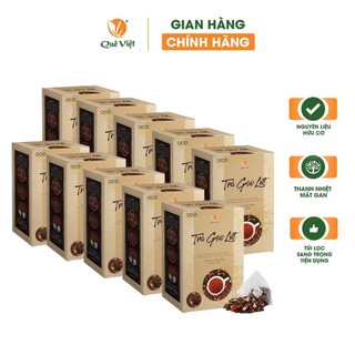 Combo 10 hộp Trà gạo lứt Quê Việt giúp thanh nhiệt cơ thể, nguyên liệu tự nhiên an toàn - 600gr/hộp
