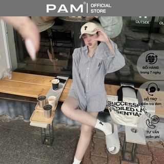 L43 Áo sơ mi unisex nam nữ TEXT P PAMSTUDIO , chất liệu oxford , in phồng , form slimfit , phong cách streetwear