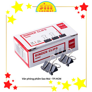 Kẹp bướm đen Deli Binder Clips kích cỡ lớn (Hộp) - VPP Sao Mai V605
