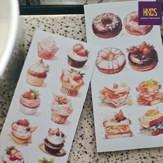 Sticker trang trí Washi hình bánh ngọt/Macchiato/Cupcake