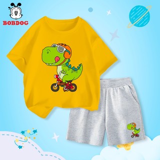 Đồ bộ bé trai BOBDOG 2024, set quần da cá áo thun cotton in hình khủng long cute -CQ- BDO71 cho bé