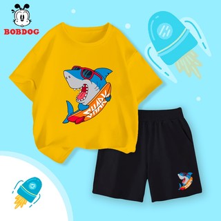Đồ bộ bé trai BOBDOG 2024, set quần da cá áo thun cotton in hình cá mập cute-CQ- BDO74 cho bé