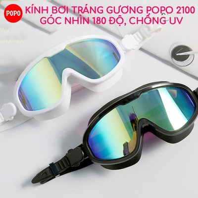 Kính bơi POPO 2100 góc nhìn 180 độ cản tia UV, sương mờ dành cho người lớn và trẻ em từ 8 tuổi
