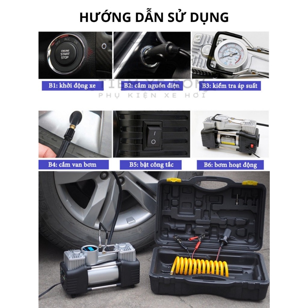 Bơm Lốp Ô Tô 2 Xi Lanh Xiaomi Air Compressor – Kèm Hộp Dụng Cụ Vá Lốp & Sửa Chữa Khẩn Cấp | BigBuy360 - bigbuy360.vn