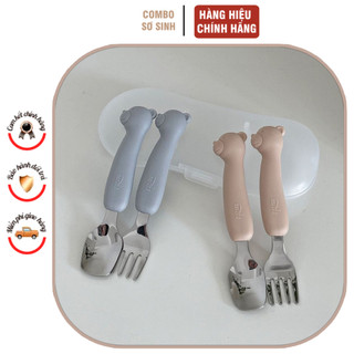Set thìa dĩa silicone spoon & fork cho bé chính hãng tgm - korea thìa dĩa silicon tập ăn cho bé