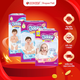 Tã Dán Bobby Lõi Nén Cottton Siêu Thấm Hút Mỏng Nhẹ Thoáng Khí Khô Mát Dành Cho Bé Sơ Sinh - Bibomart