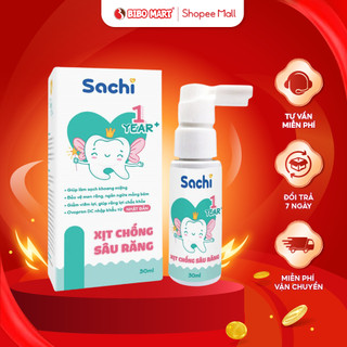 Xịt Chống Sâu Răng Sachi Xịt Miệng Thiên Nhiên Chống Sâu Răng Ngăn Ngừa Mảng Bám Cho Bé Lọ 30ml - Bibomart