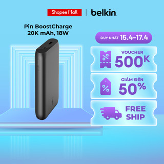 Pin sạc dự phòng Polyme Pocket Power Belkin 20.000 mAh, sạc nhanh USB-C PD 30W BPB002
