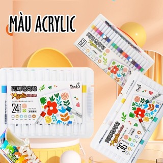 Bộ bút dạ marker màu acrylic 80 màu Bút dạ acrylic marker cao cấp không thấm nước mọi chất liệu