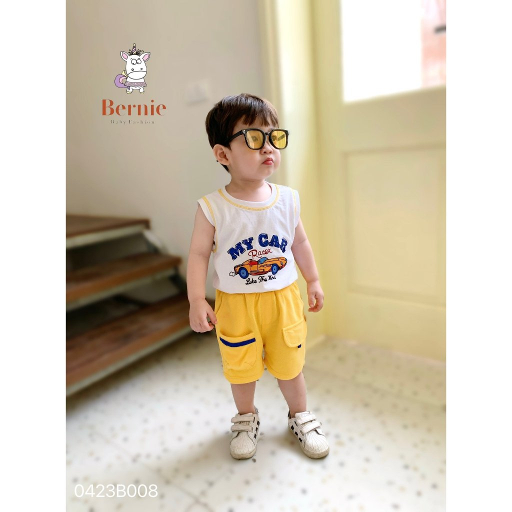 BỘ BA LỖ BA LỖ MY CAR BERNIE, HÀNG THIẾT KẾ CHO BÉ TRAI 8-25KG - BO4