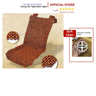 Lót ghế ô tô hạt gỗ Nhãn Rẻ Sang Đẹp Mát Sa Thoáng khí giảm đau mỏi lưng đan dây dù