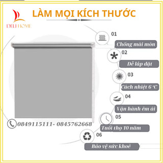 Rèm Cuốn Chống Nắng DELIHOME, Rèm Cửa Sổ Loại 1 khoan lắp, Cản Sáng 100% Làm Theo Yêu Cầu
