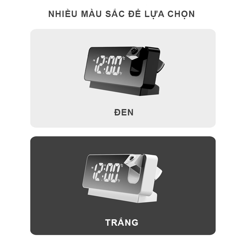 Đồng hồ led kĩ thuật số để bàn có báo thức tích hợp máy chiếu mini có thể chiếu lên tường