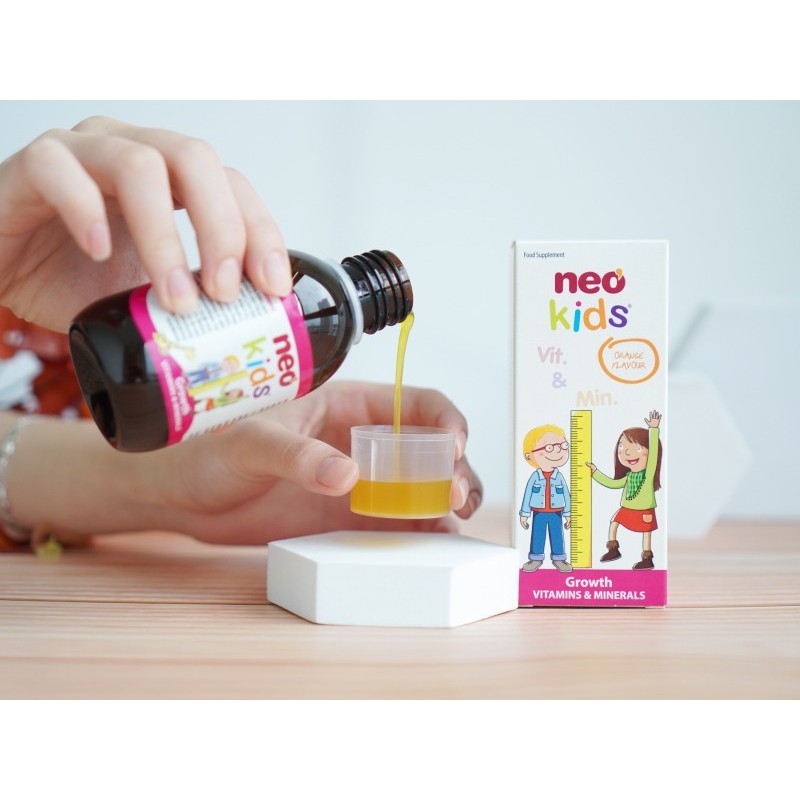 Siro ăn ngon Neo Kids Growth - 19 Vitamin, khoáng chất giúp bé yêu đủ chất cao lớn mỗi ngày 150ml